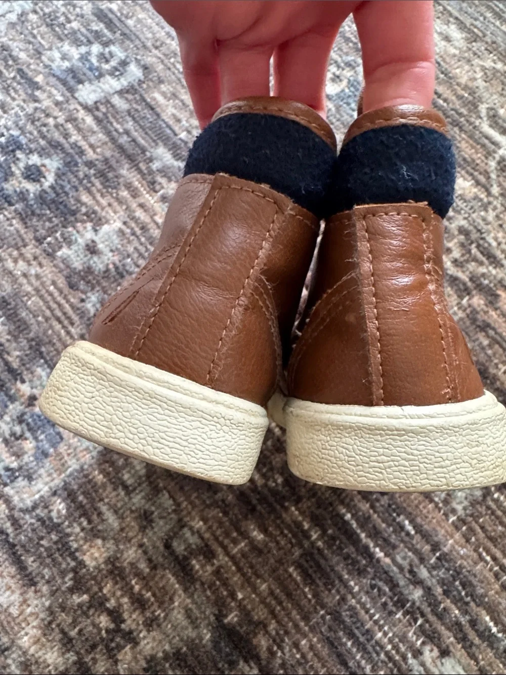 Nautica Boys Breakwater Tumbled Chukka Boot in Carmel Brown Faux Leather